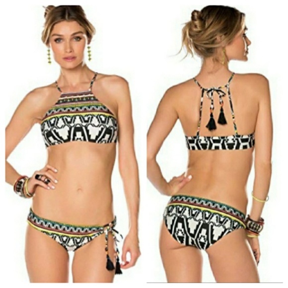 Make Offer BECCA Halter Bikini Swim Set Tribal - Picture 1 of 9